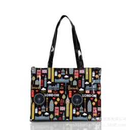 Cartoon Print PVC Waterproof Tote Bag for Women, Casual Portable Shoulder Handbag, Outdoor Shopping Commuting Daily Use Bag 