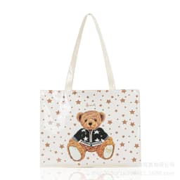 Cartoon Print PVC Waterproof Tote Bag for Women, Casual Portable Shoulder Handbag, Outdoor Shopping Commuting Daily Use Bag 
