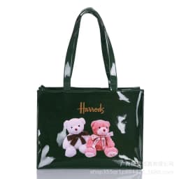 Cartoon Print PVC Waterproof Tote Bag for Women, Casual Portable Shoulder Handbag, Outdoor Shopping Commuting Daily Use Bag 