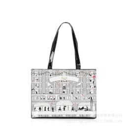 Cartoon Print PVC Waterproof Tote Bag for Women, Casual Portable Shoulder Handbag, Outdoor Shopping Commuting Daily Use Bag 