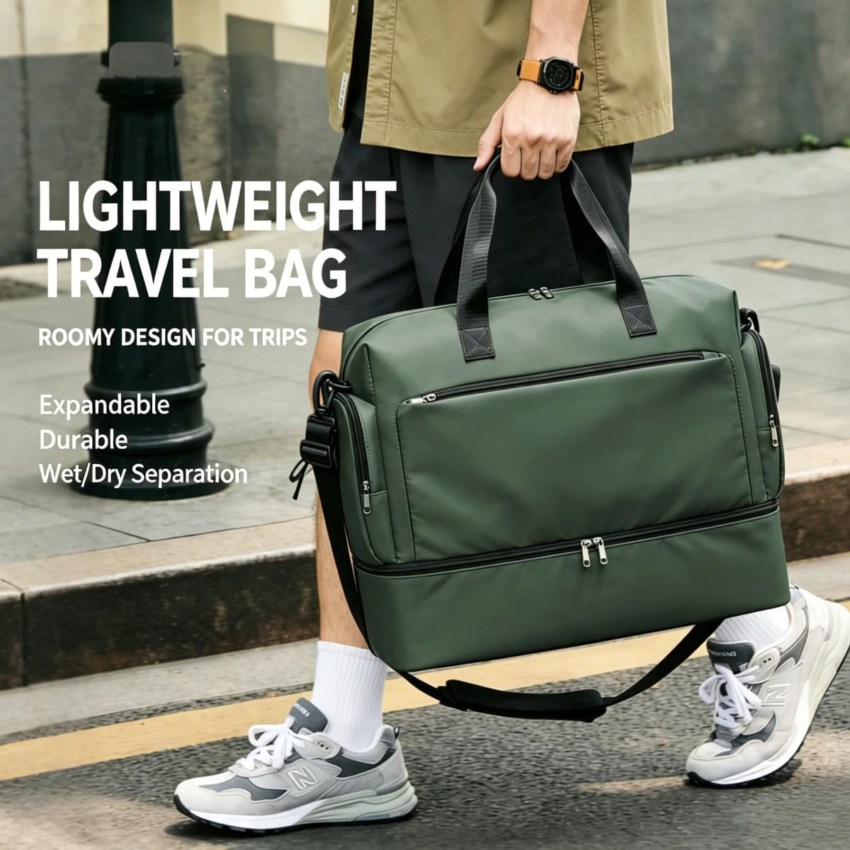 Men's Travel Bag with Shoe Compartment and Wet Compartment Large Capacity Lightweight Waterproof Carry-on Bag Travel Duffel Bag