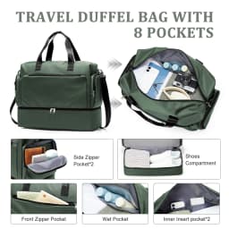 Men's Travel Bag with Shoe Compartment and Wet Compartment Large Capacity Lightweight Waterproof Carry-on Bag Travel Duffel Bag