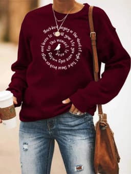 Women Casual Sweatshirt Blackbird Singing In The Dead of Night Crewneck Sweatshirts Music Fans Gift Women Vintage Hoodies