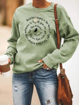 Women Casual Sweatshirt Blackbird Singing In The Dead of Night Crewneck Sweatshirts Music Fans Gift Women Vintage Hoodies
