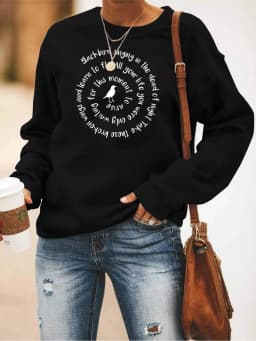 Women Casual Sweatshirt Blackbird Singing In The Dead of Night Crewneck Sweatshirts Music Fans Gift Women Vintage Hoodies