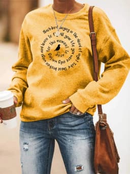 Women Casual Sweatshirt Blackbird Singing In The Dead of Night Crewneck Sweatshirts Music Fans Gift Women Vintage Hoodies