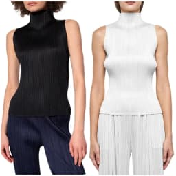 ALSEY Miyake Pleated Korean Style Sleeveless High Collar Tops Women's 2025 Summer New Simple Slim Solid Color T-shirt Clothing