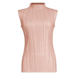 ALSEY Miyake Pleated Korean Style Sleeveless High Collar Tops Women's 2025 Summer New Simple Slim Solid Color T-shirt Clothing