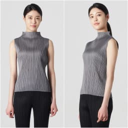 ALSEY Miyake Pleated Korean Style Sleeveless High Collar Tops Women's 2025 Summer New Simple Slim Solid Color T-shirt Clothing