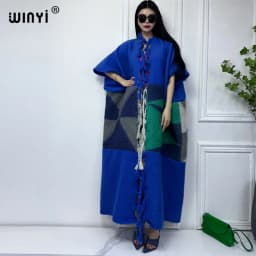 2022 WINYI Africa Winter Women tassel Cardigan coat Christmas dress robe longue Thick Warm assorted colors Loose overcoat