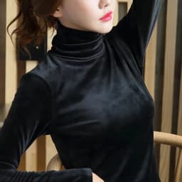 Autumn Winter Women Elegant Velvet Pullovers Women 2023 New Style Casual Slim Turtleneck Full Sleeves Tops
