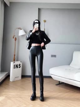 BIVIGAOS Women Spring Autumn Fleece Matte PU Leather Pants Leggings Elastic Slim Skinny Leggings Windproof Warm Sexy Legging