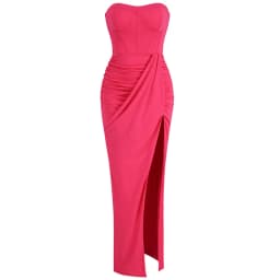 Summer New Women's Sexy Breast Wrapping, Backless Dress Red Wrinkled Hem Split Party Ceremonial Dress Long Dress