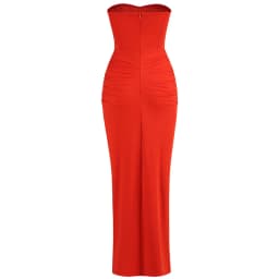 Summer New Women's Sexy Breast Wrapping, Backless Dress Red Wrinkled Hem Split Party Ceremonial Dress Long Dress