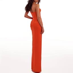 Summer New Women's Sexy Breast Wrapping, Backless Dress Red Wrinkled Hem Split Party Ceremonial Dress Long Dress