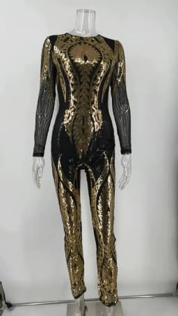 Sexy Long Sleeve Sequin Bodycon Jumpsuit Women Body Bodysuit One Piece Birthday Party Nightclub Outfits Womens Jumpsuits Overall