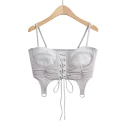 Summer cami tops women 2024 white crop top sexy black corset top cute lace up knit cami top fashion tube tops pothook