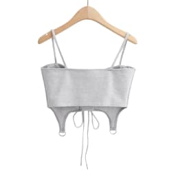 Summer cami tops women 2024 white crop top sexy black corset top cute lace up knit cami top fashion tube tops pothook