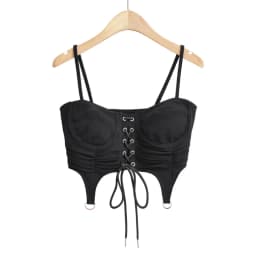 Summer cami tops women 2024 white crop top sexy black corset top cute lace up knit cami top fashion tube tops pothook