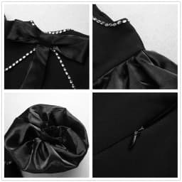 2025 New Summer Dress Black Puff Sleeve Elegant Beading Women Dress Long Bandage Party Club Maxi Dress