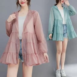 2026 Summer Thin Windbreaker New Sunscreen Clothes Mid-Long Female Breathable Shirt Oversize Jacket With Hooded Female Outerwear
