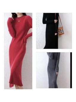 Cashmere Sweater Womens Dresses 100% Merino Wool Autumn Winter New Elegant Knitted Long Dress Female Casual Warm Skirts Vestidos