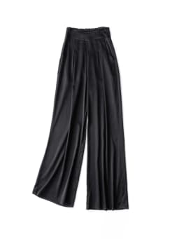 SuyaDream Woman Wide Leg Pants 93%Silk 7%Spandex Elastic Waist Solid Office Lady Chic Trousers 2022 Spring Summer Bottoms Navy