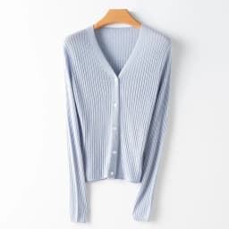 Birdtree 10%Wool 5% Natural Silk Womens' Cardigans Rib Slim Fitting Singe Breasted Solid Chic 2023 Autumn Winter Top T38145QC