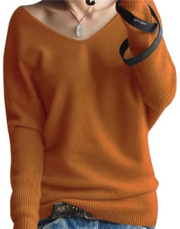 Knitted Wool Sweater Cashmere Sweaters Women's 100% Merino Wool V-Neck Vintage Pullover Winter Autumn Jumper Clothing Top Female
