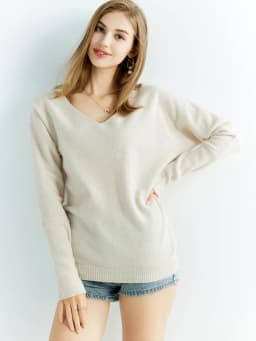 Knitted Wool Sweater Cashmere Sweaters Women's 100% Merino Wool V-Neck Vintage Pullover Winter Autumn Jumper Clothing Top Female