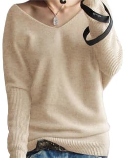 Knitted Wool Sweater Cashmere Sweaters Women's 100% Merino Wool V-Neck Vintage Pullover Winter Autumn Jumper Clothing Top Female
