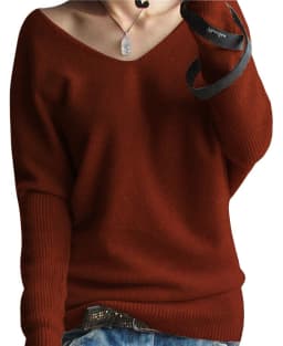 Knitted Wool Sweater Cashmere Sweaters Women's 100% Merino Wool V-Neck Vintage Pullover Winter Autumn Jumper Clothing Top Female