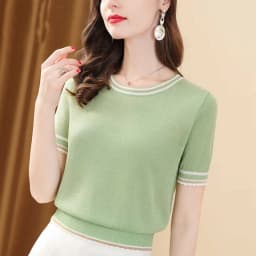 Summer Classic Knit Crop Tops Women's Elegant Short Sleeve Thin Stylish O-neck T-shirts Korean Oversized Loose Chic Knitwear Tee