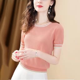 Summer Classic Knit Crop Tops Women's Elegant Short Sleeve Thin Stylish O-neck T-shirts Korean Oversized Loose Chic Knitwear Tee