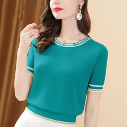 Summer Classic Knit Crop Tops Women's Elegant Short Sleeve Thin Stylish O-neck T-shirts Korean Oversized Loose Chic Knitwear Tee