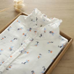 New Autumn 2 Layer Cotton Yarn Floral Shirts Women Ruffled Collar Tops Long Sleeve Loose Casual Blouses Spring 2023 T37959JM
