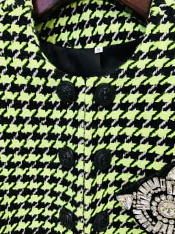 HIGH STREET Newest 2026 Fashion Designer Women's Lion Buttons Logo Beaded Houndstooth Tweed Jacket