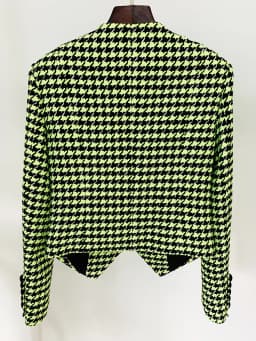 HIGH STREET Newest 2026 Fashion Designer Women's Lion Buttons Logo Beaded Houndstooth Tweed Jacket