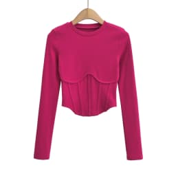 Vintage y2k streetwear white crop tops women long sleeve tees sexy o neck cropped t shirt bright line black tops cute ribbed