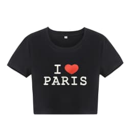 I LOVE PARIS Summer Fashion Girls Cotton Crop Tee Short Short Sleeve Women T-Shirt