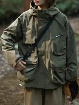 Multi Pocket Hooded Cargo Jacket Men Women Japanese Harajuku Casual Windbreak Jacket Outdoor Spring Autumn Fashion Couple Coats