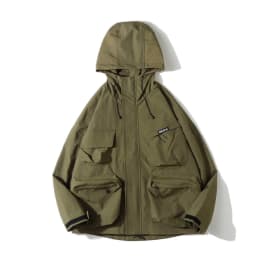 Multi Pocket Hooded Cargo Jacket Men Women Japanese Harajuku Casual Windbreak Jacket Outdoor Spring Autumn Fashion Couple Coats