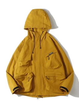Multi Pocket Hooded Cargo Jacket Men Women Japanese Harajuku Casual Windbreak Jacket Outdoor Spring Autumn Fashion Couple Coats