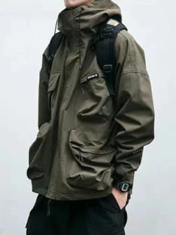 Multi Pocket Hooded Cargo Jacket Men Women Japanese Harajuku Casual Windbreak Jacket Outdoor Spring Autumn Fashion Couple Coats