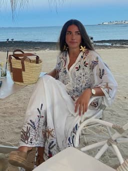 Marine Organism Embroidery Batwing Sleeve Summer Spring Maxi Skirt Set Cotton White Tassle Dress Set Outfits Button Suit