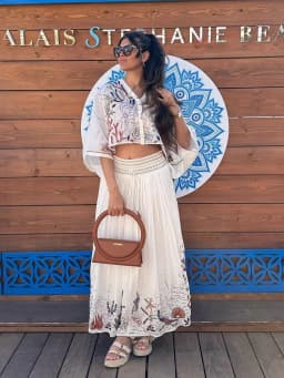 Marine Organism Embroidery Batwing Sleeve Summer Spring Maxi Skirt Set Cotton White Tassle Dress Set Outfits Button Suit