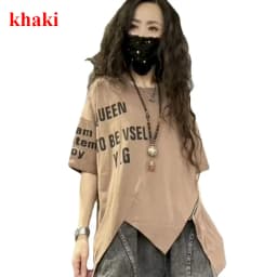 Summer Trend T-shirts Women Fashion Letter Print Zipper Design T Shirt Fashion Irregular Short Sleeve Tops Loose Thin Tshirt Y2k