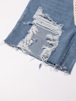 TWOTWINSTYLE Patchwork Ribbons Denim Shorts For Women High Waist Hollow Out Casual Streetwear Short Trousers Female Fashion 2022