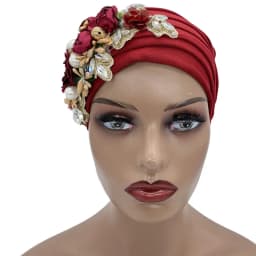 Luxury Rhinestone Flower Pleated Turban Cap Elegant Women's Head Wrap Headscarf Bonnet Female Party Headwear Hat Turbante