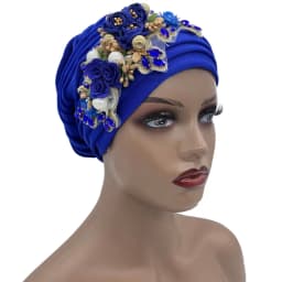 Luxury Rhinestone Flower Pleated Turban Cap Elegant Women's Head Wrap Headscarf Bonnet Female Party Headwear Hat Turbante